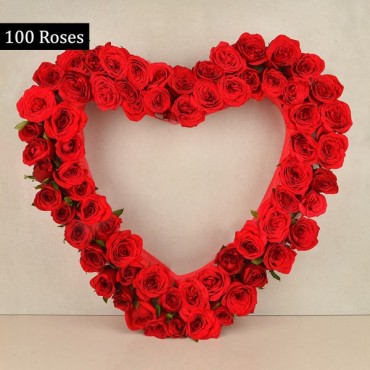 Heart shaped 100 red roses